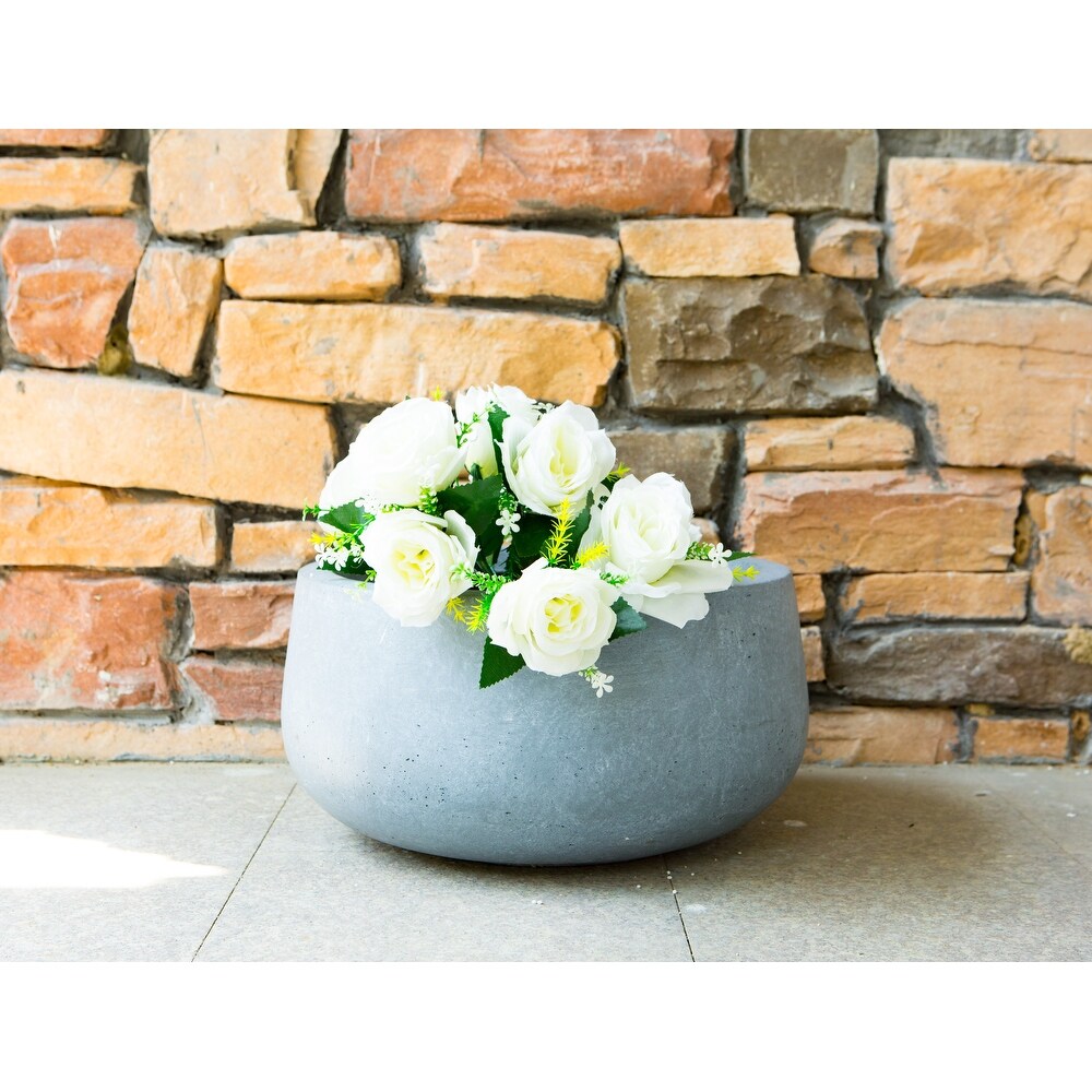 Durx litecrete Lightweight Concrete Modern Low Bowl Cement Planter Medium   15.7'x15.7'x7.9'