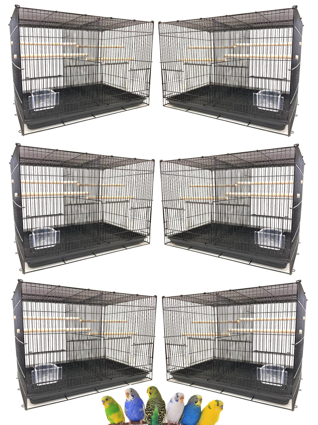 Lot of Six Breeding Breeder Bird Flight Cages With Center Divider For Finches Parakeets Lovebirds Aviaries Canaries Budgies Parakeets