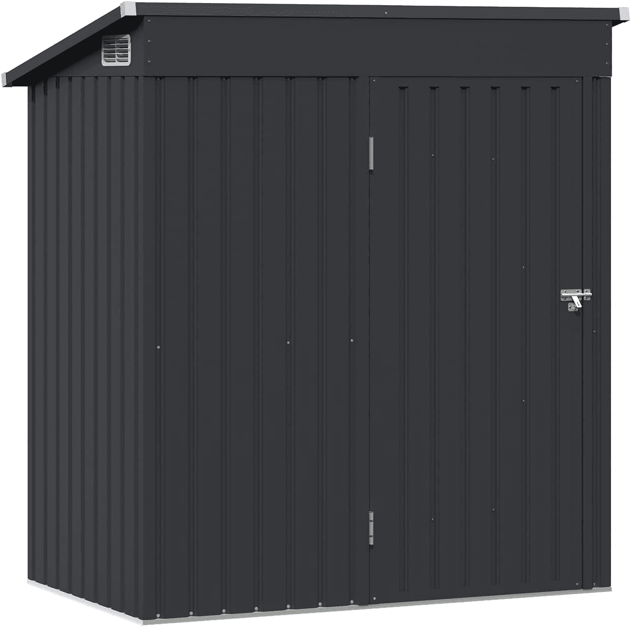 OC Orange-Casual 5' x 3' FT Outdoor Storage Shed, Metal Garden Tool Shed with Lockable Door, Outside Sheds & Storage Galvanized Steel, Black