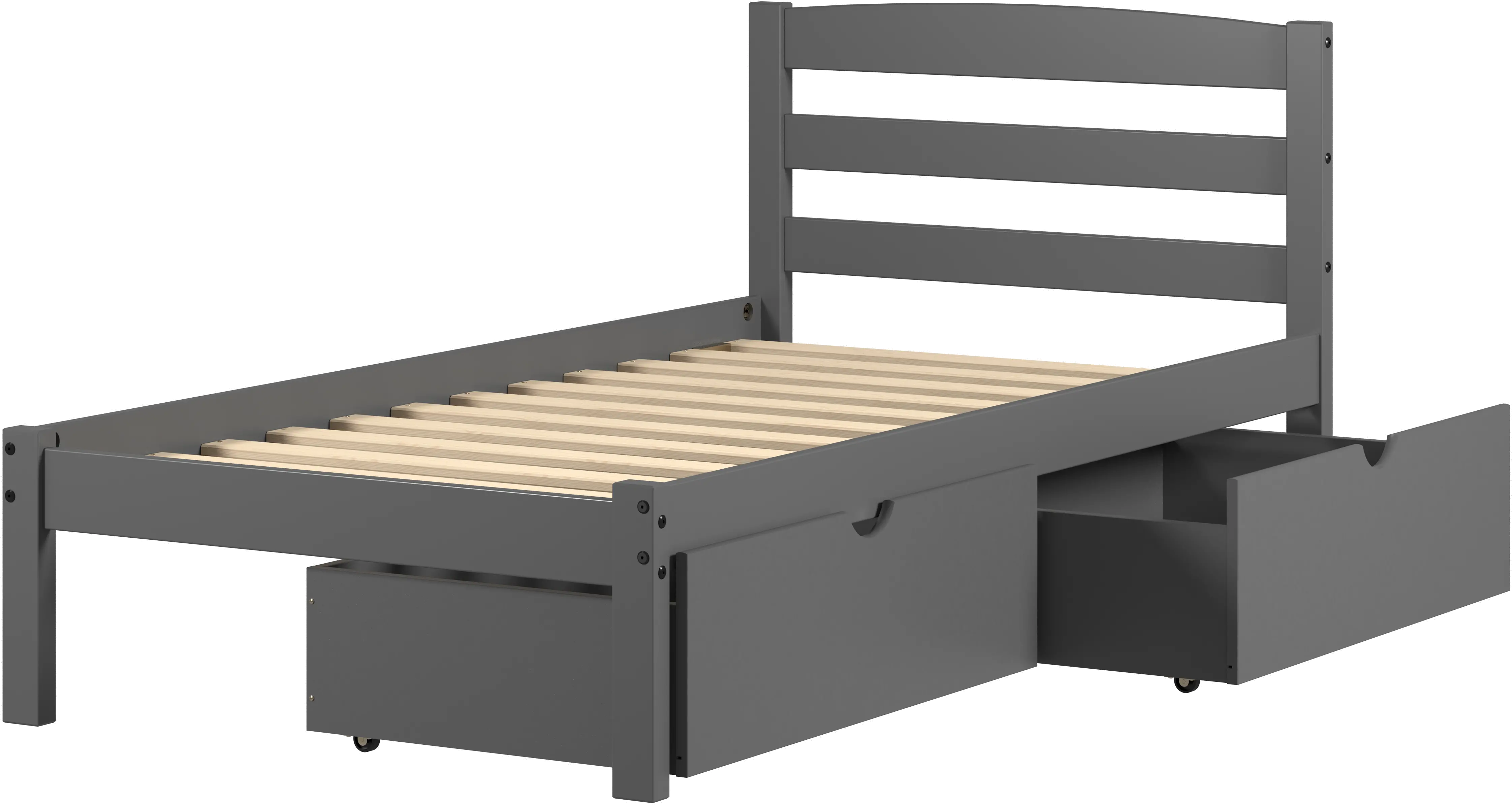 Econo Gray Twin Bed with Storage Drawers