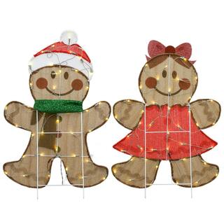 35 in. Pre-Lit Gingerbread Cookie Couple