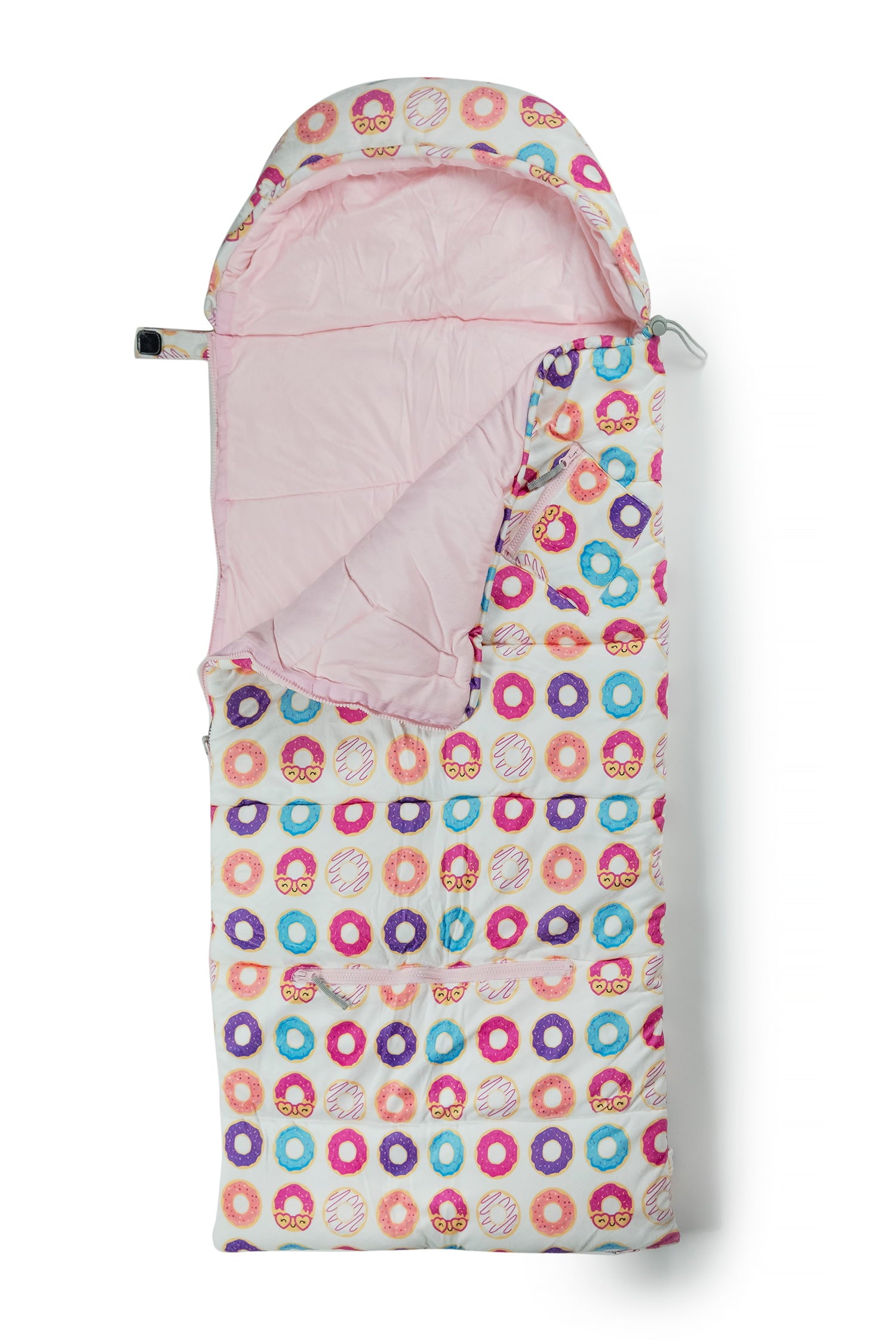 Mimish Sleep-N-Pack, 50 F Packable Kid's Sleeping Bag & Backpack, Donuts Print