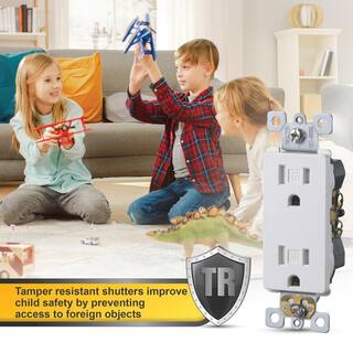 Faith Decorator Receptacle 20 Amp 125-Volt Tamper-Resistant NEMA5-20R Commercial Grade Duplex Outlet White (10-Pack) SSRE4TR-WH-10