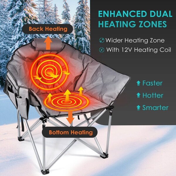 Oversized Heated Camping Chair with 20，000mAh Power Bank，10S Quick Heated Chair，3 Levels Adjustable Heated Camp Chairs