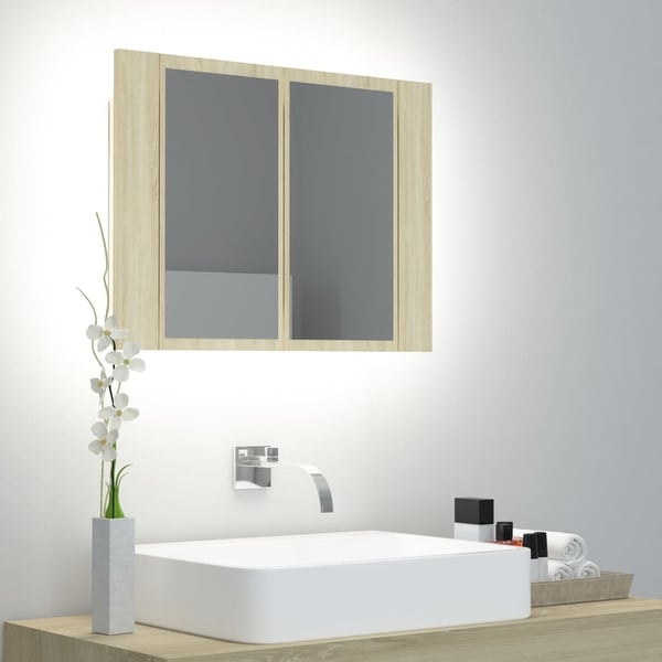 LED Bathroom Mirror Cabinet Sonoma Oak 23.6