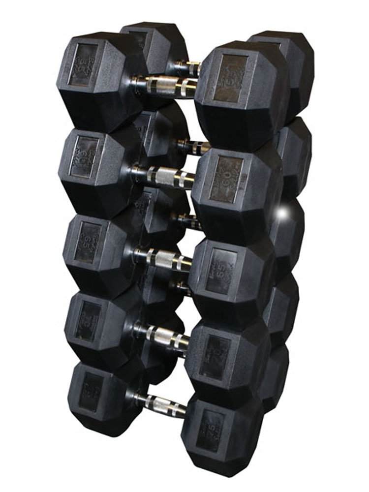 Body-Solid Rubber Coated 55-75 lbs. Hex Dumbbell Set