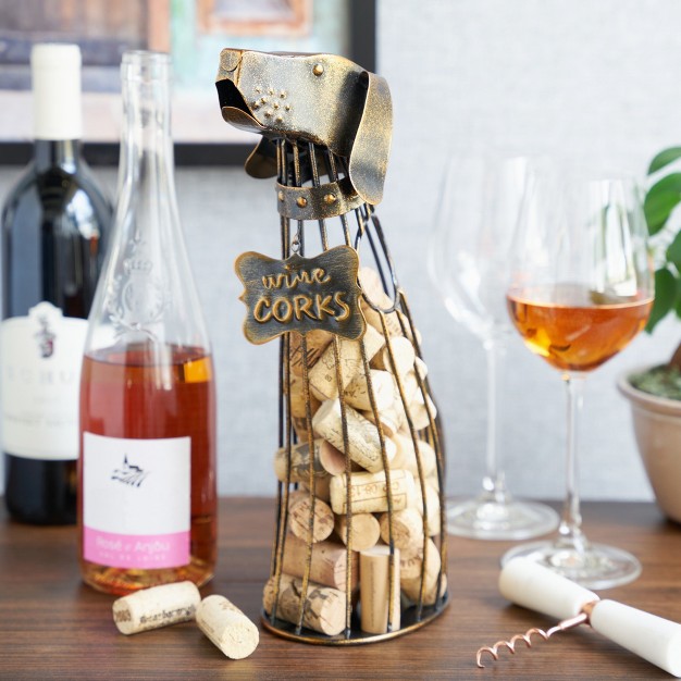 True Dog Wine Cork Holder Decorative Wine Cork Storage And Decor Set Of 1 Rustic Bronze Finish Holds 50 Wine Corks