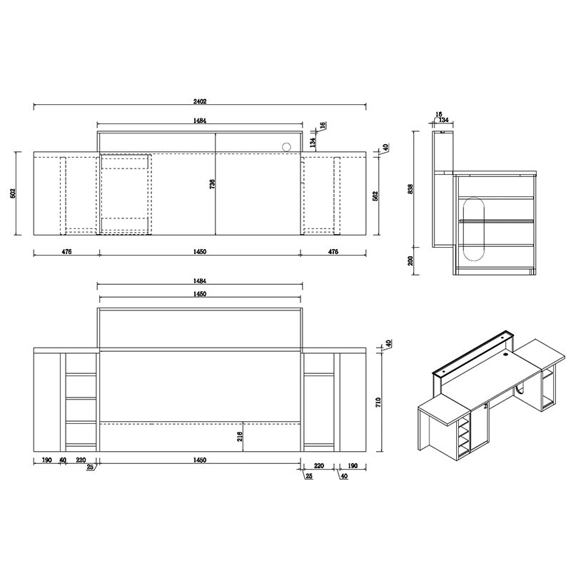 CONELLI Reception Desk  2.4M - Light Walnut