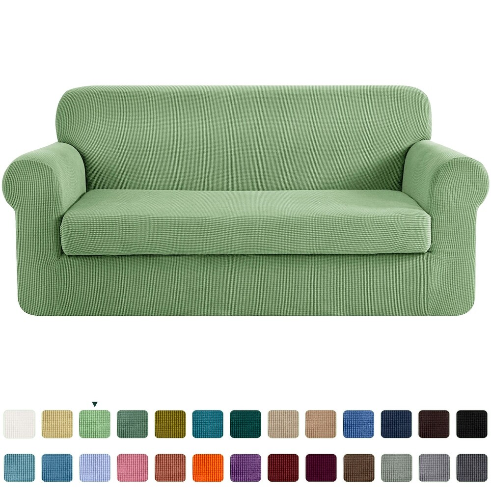 CHUN YI 2 Piece Stretch Loveseat Slipcover Checks Couch Cover