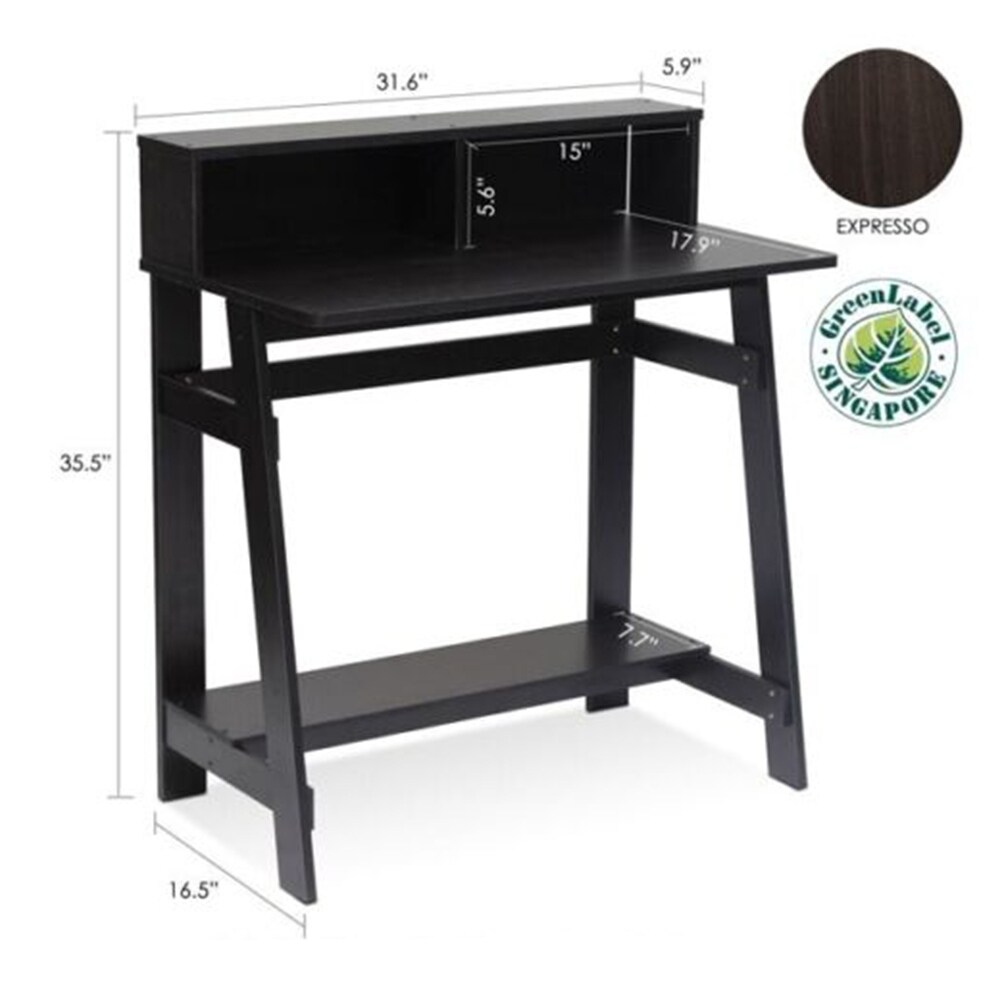 Small Desk Study Table Gaming Computer Shelf Storage Brown