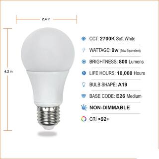 EcoSmart 60-Watt Equivalent A19 Non Dimmable CEC Title 20 Contractor Pro Pack LED Light Bulb Soft White 2700K (48-Pack) FG-04359