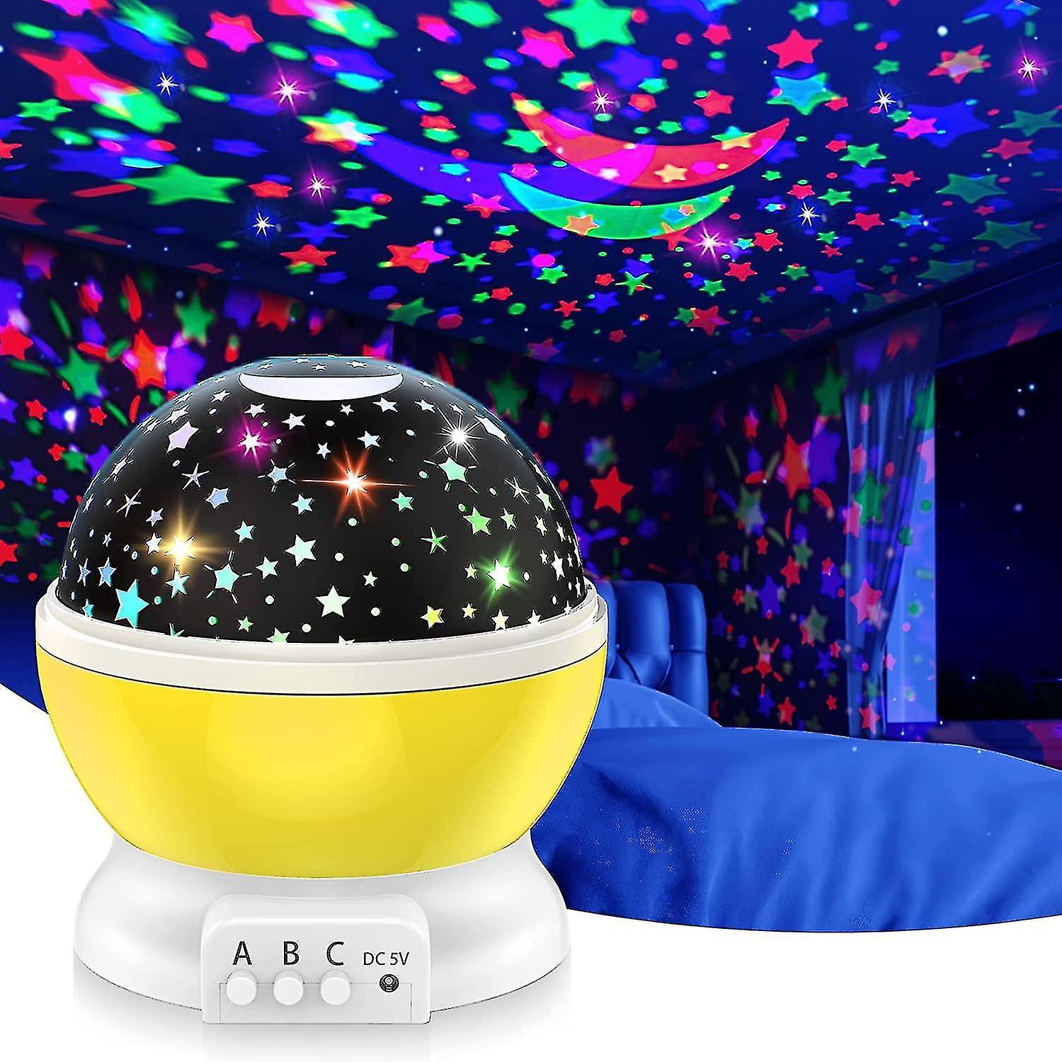 Liangnv Night Light Projector For Kids 360 Rotating Moon Stars Nightlight With 8 Colors Lights Chang