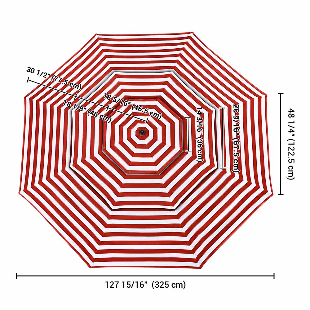 Yescom 11' Outdoor Patio Umbrella Replacement Canopy 3-Tiered 8-Rib