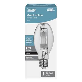 Feit Electric 400-Watt ED28 Shape Clear Metal Halide High Intensity Discharge E39 Mogul Base HID Light Bulb (1-Bulb) MH400UED28HDRP