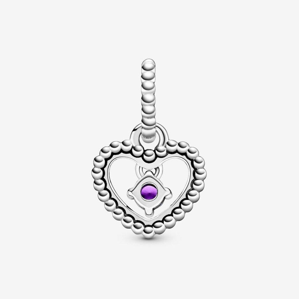 PANDORA  Purple Beaded Heart Dangle Charm