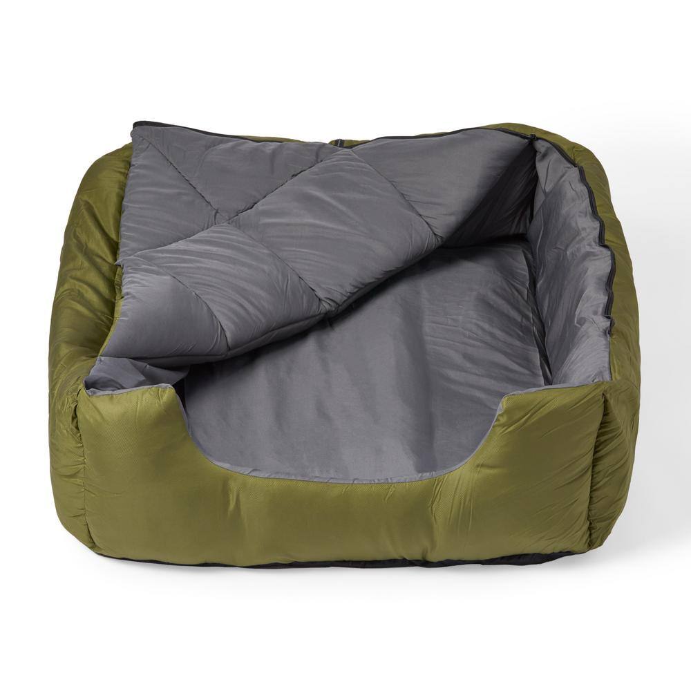 OmniCore Designs 36 in. x 28 in. x 10 in. Pet Sleeping Bag with Zippered Cover and Insulation Use as Pet Beds or Pet Mats MDGreen 850008244209