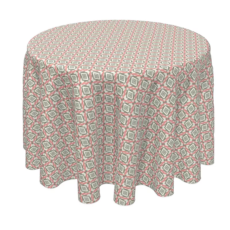 Round Tablecloth， 100% Polyester， 60 Round， Modern Geometric