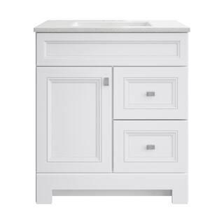 Home Decorators Collection Sedgewood 30.5 in. W x 18.8 in. D x 34.4 in. H Freestanding Bath Vanity in White with Arctic Solid Surface Top PPLNKWHT30D