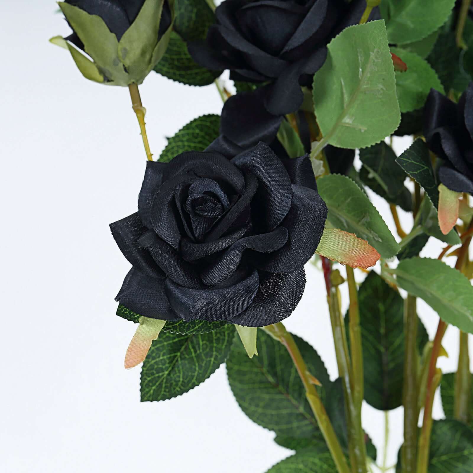 2 Stems Black Artificial Silk Rose Flower Bouquet Bushes 38