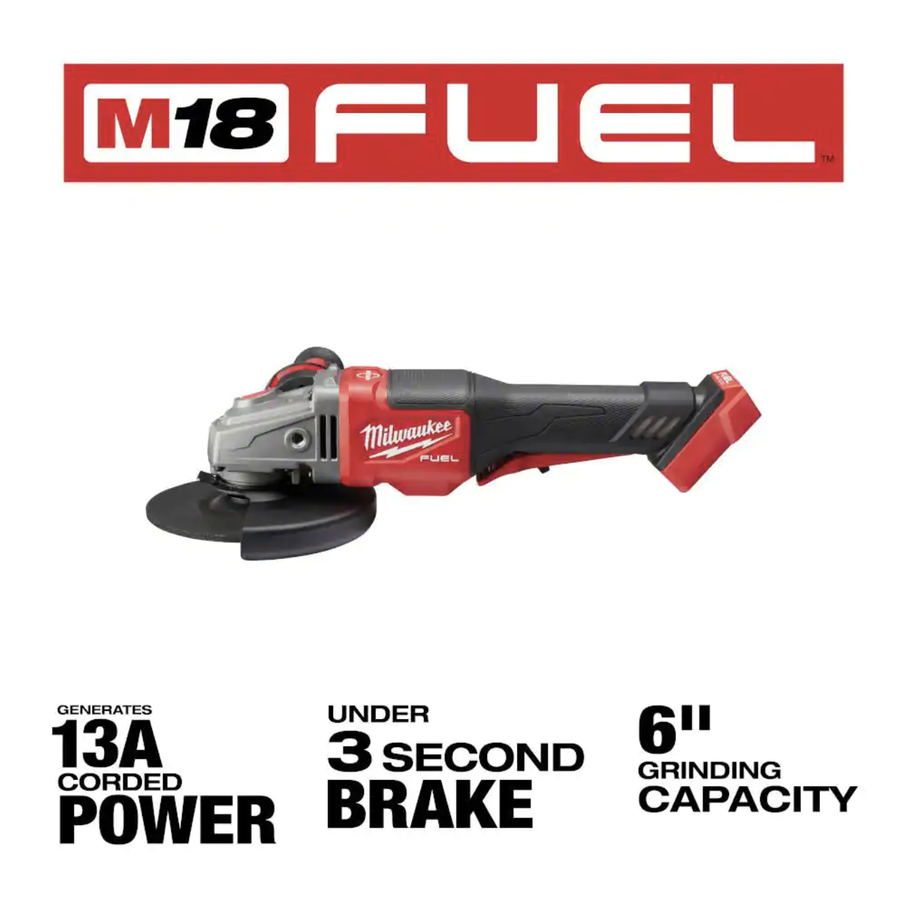 Milwaukee M18 FUEL 18-Volt Lithium-Ion Brushless Cordless 4-1/2 in./6 in. Braking Grinder w/Paddle Switch with 6.0 Ah Battery