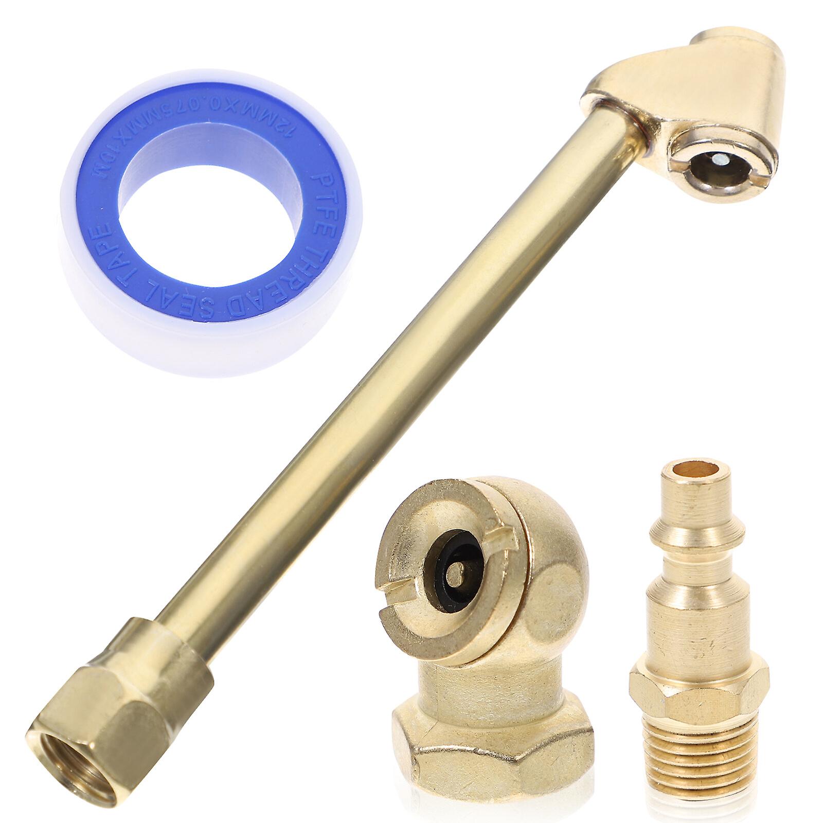 1 Set Brass Air Chuck Set Air Compressor Attachments Including Adapter And Tape For Tire Inflator Gauge