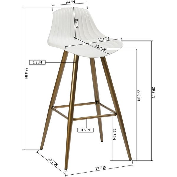 29.3 Inch Set of 2 Counter Height Barstools with Backrest Footrest