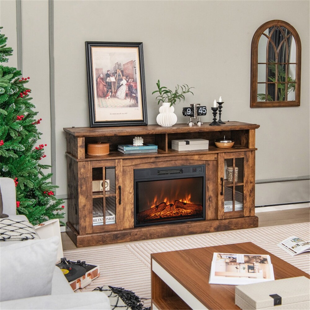 Mordern Fireplace TV Stand for TVs Up to 65 Inch with Cabinets