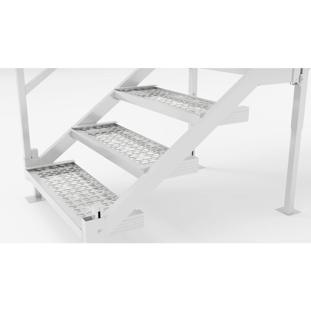 EZ-ACCESS Fortress 29 in. to 42.5 in. H OSHA Compliant Aluminum 4-Riser Stair System with Grip Grate Tread and Platform FORGG2942