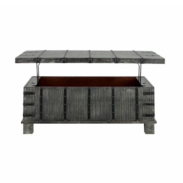 Santiago Rustic Lift Top Coffee Table With Hidden Storage Weathered Gray Finish Treasure Trove Accents