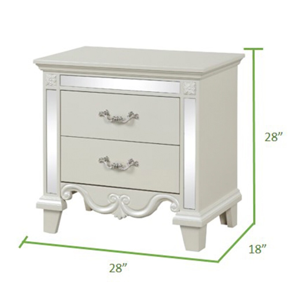 Mirrored Finish Bedside Table Nightstand Accent Table with 2 Drawers White Magnificent Bedside Cupboard Side Table Sofa Table