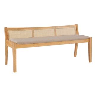 Powell Company Tara Natural 52.36L x 18.75D x 23.37H Cane Bench with Padded Seat HD1546S20B