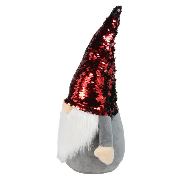 Standing Gnome Christmas Decoration With Red Flip Sequin Hat