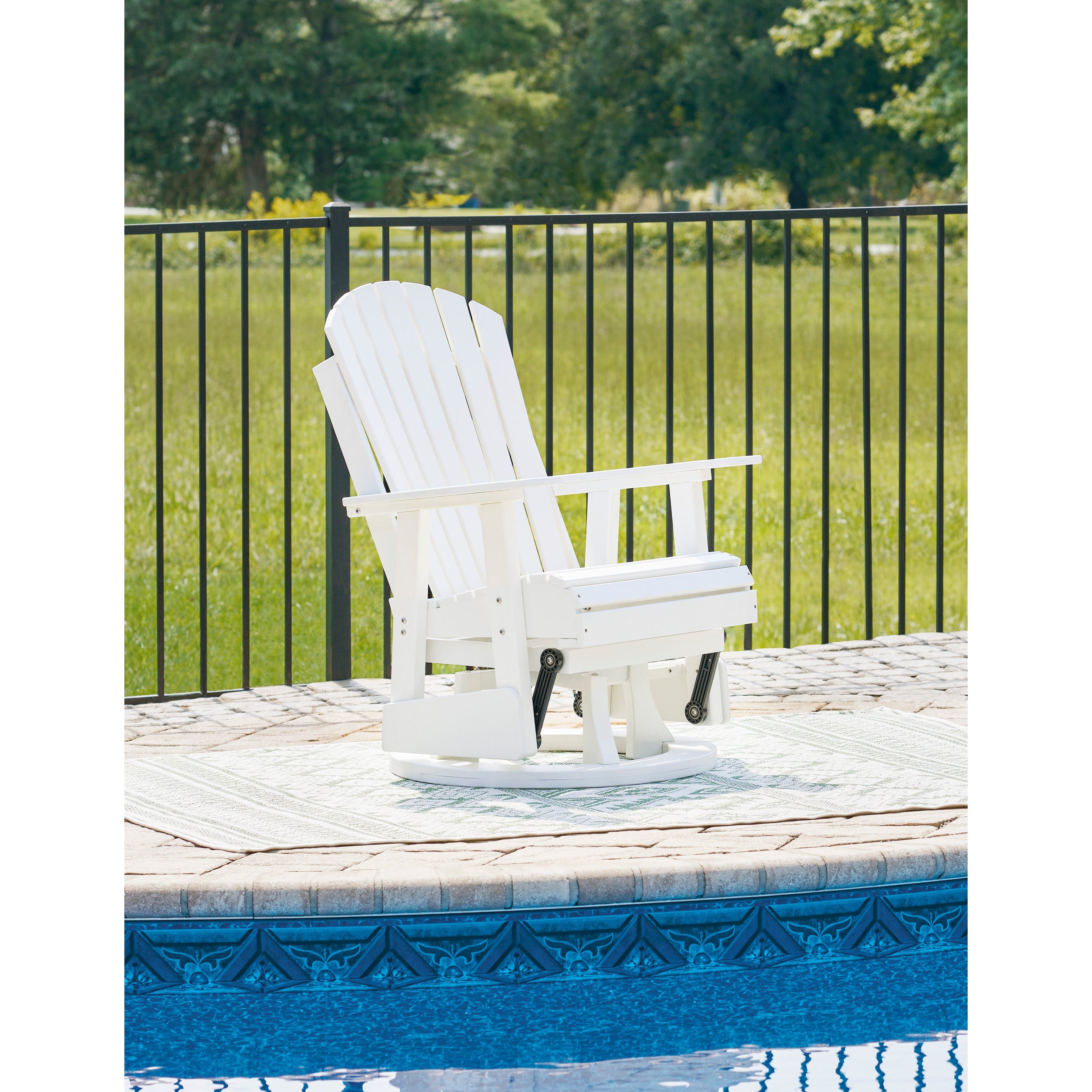 Poly White Outdoor Swivel Glider Chairs