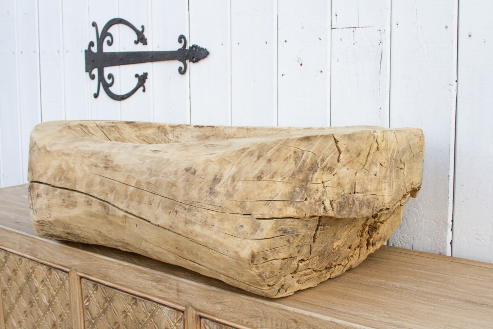 Massive Antique Bleached Wood Trough Planter   Rustic   Outdoor Pots And Planters   by De cor  Houzz