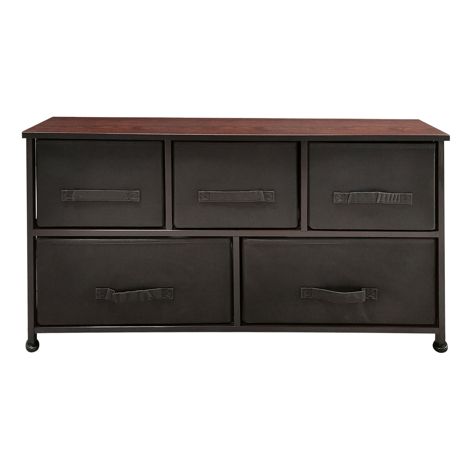 ZENSTYLE Wide Dresser Storage Tower 5 Drawers Metal Frame, Brown 39 x 12 x 22"