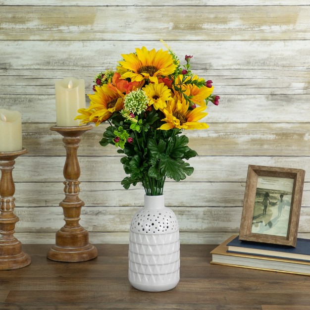 Yellow Sunflower And Daisy Artificial Floral Bush