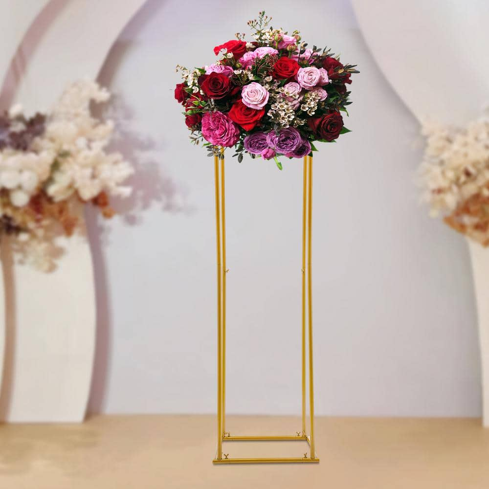 YIYIBYUS 70.86 in. Tall IndoorOutdoor Gold Metal Column Flower Plant Stand (1-Tiered) OT-ZJGJ-5173