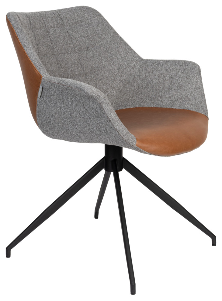 Upholstered Swivel Armchair Set (2)  Zuiver Doulton   Midcentury   Dining Chairs   by Oroa   Distinctive Furniture  Houzz