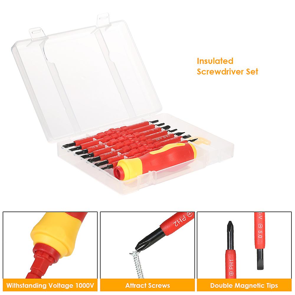 7 In 1 500v Changeable Insulated Screwdrivers Set With Magnetic Phillips And Slotted Bits Electrician Repair Tools Kit