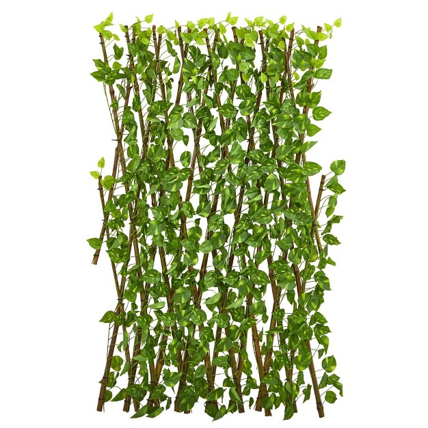 Nearly Natural 47-in Pothos Expandable Fence Uv Resistant and Waterproof