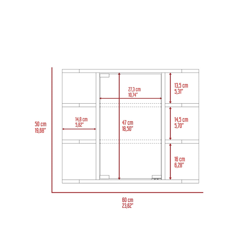 TUHOME Milan Medicine Cabinet, Six External Shelves Mirror, Three Internal Shelves, Light Grey, For Bathroom