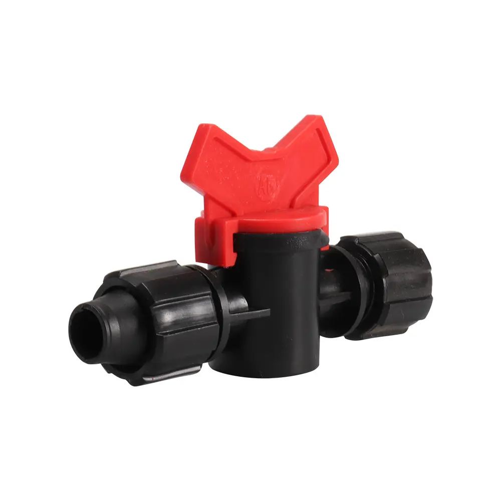 16PE pipe switch ball with latch greenhouse irrigation watering plant accessory Double head mm