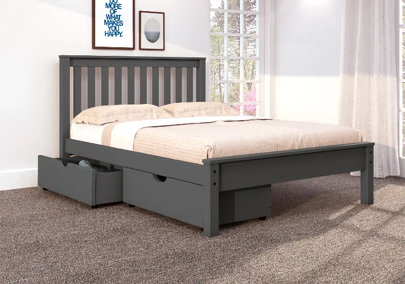 Carson Dark Gray Full Bed with Dual Underbed Drawers