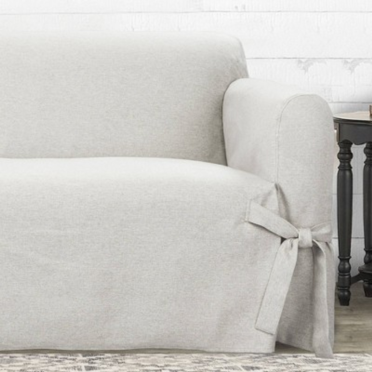 Farmhouse Basketweave Sofa Slipcover Oatmeal - Sure Fit