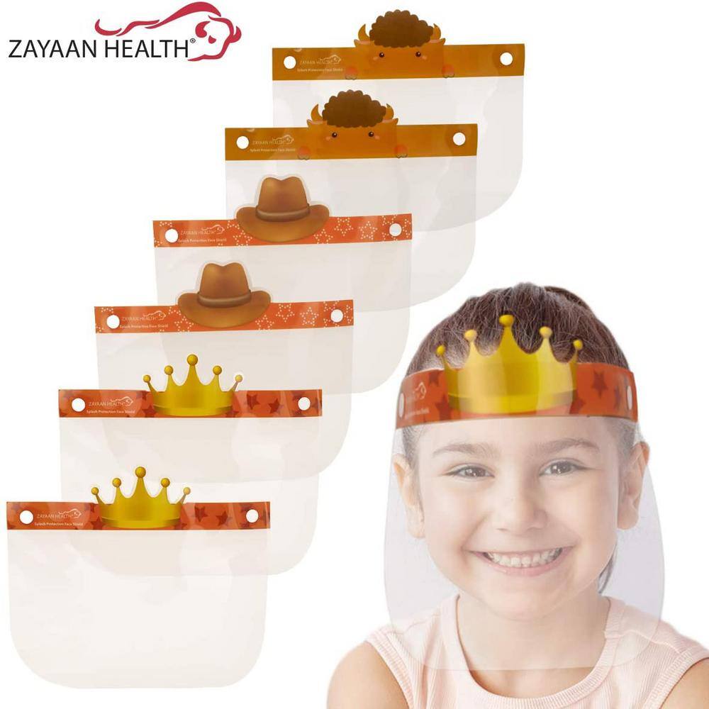 Zayaan Health Kids PET Face Shield Graphics for Kids Reusable and Disposable Safety Face Shield (6-Pack) BLZH-ES-KDFS-AS-6