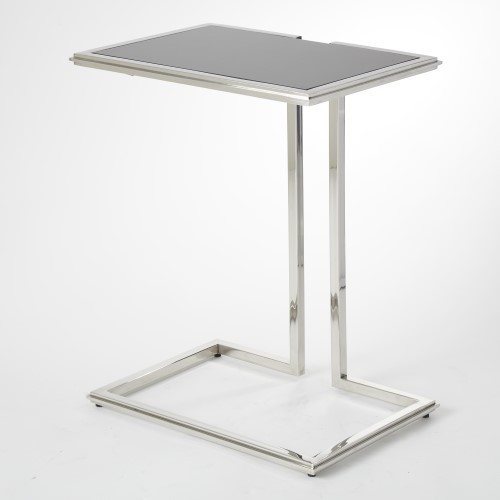 Minimalist Silver Accent Side Table  24 quotGranite Cantilever Black Accent   Contemporary   Side Tables And End Tables   by My Swanky Home  Houzz