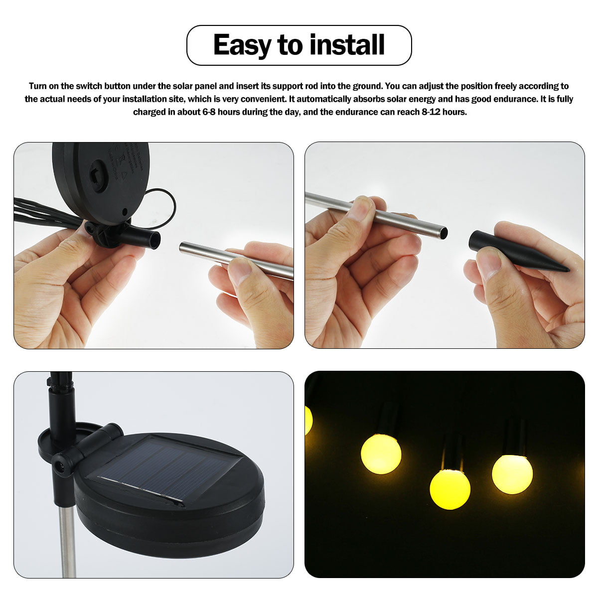 Willstar Outdoor Solar Powered Firefly Lights IP65 Waterproof Wind-Driven Swing for Patio Pathway Yard 2pcs