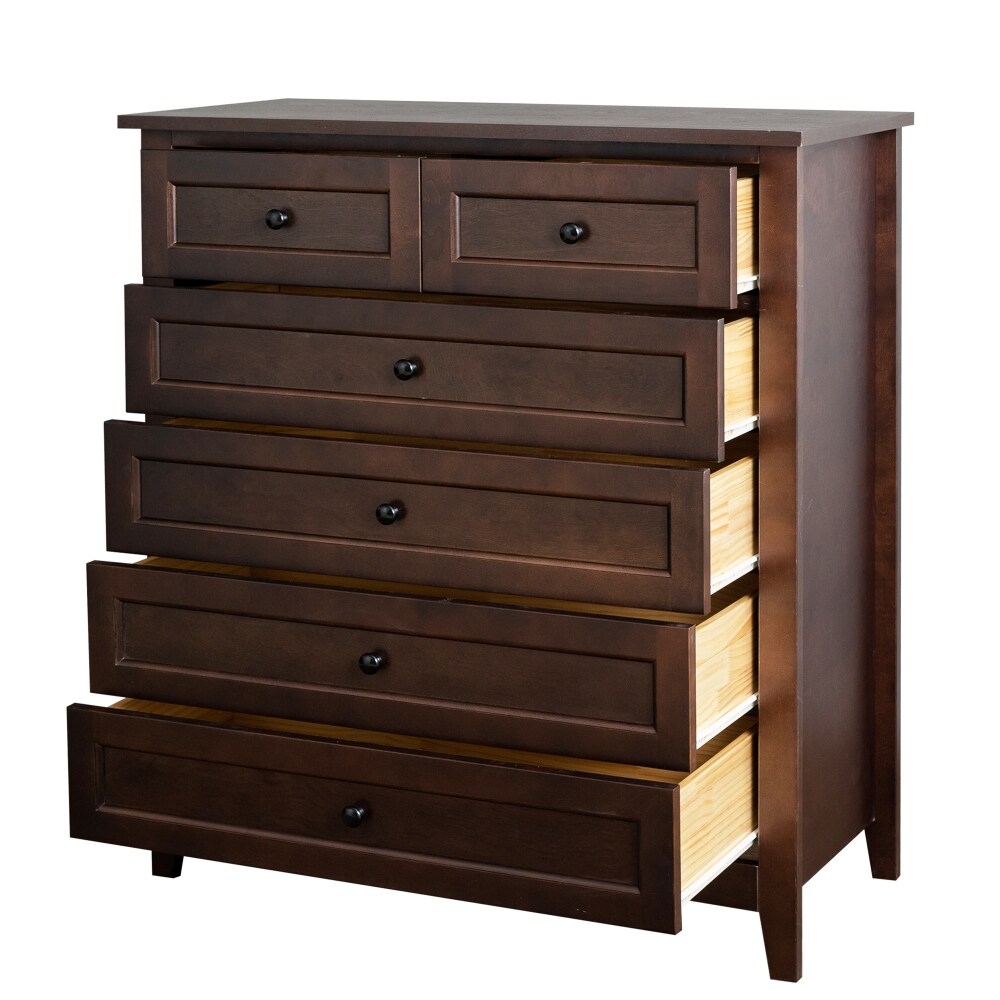 6 Drawer Dresser Bar Storge Cabinet Lockers with Retro Round Handle