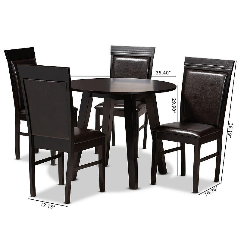 Baxton Studio Miya Dark Brown 5-Piece Dining Set