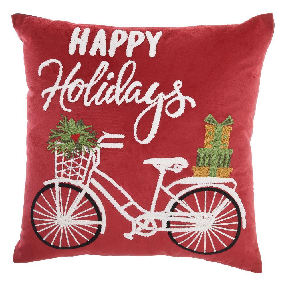 Mina Victory Holiday Bike Throw Pillow